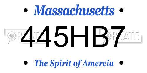 445HB7 Massachusetts License Plate
