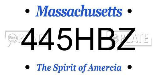 445HBZ Massachusetts License Plate