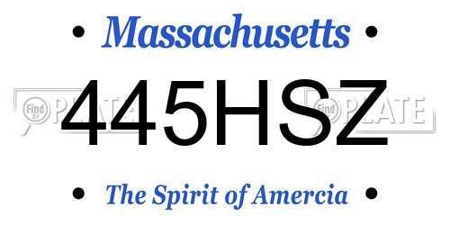445HSZ Massachusetts License Plate