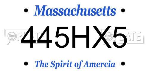 445HX5 Massachusetts License Plate