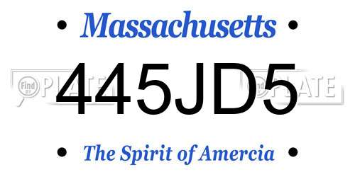 445JD5 Massachusetts License Plate