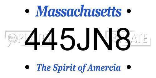 445JN8 Massachusetts License Plate