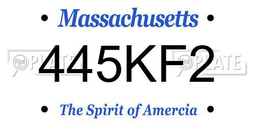 445KF2 Massachusetts License Plate