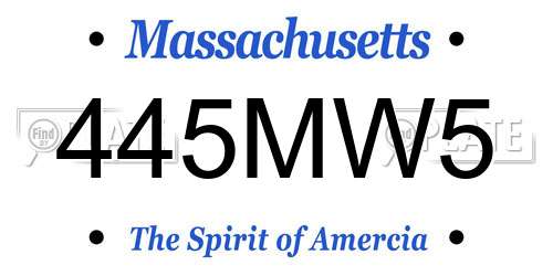 445MW5 Massachusetts License Plate