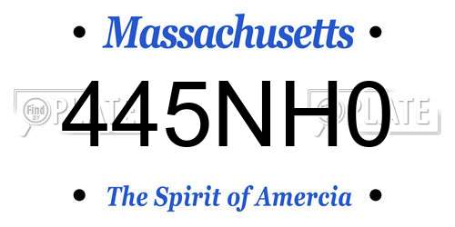 445NH0 Massachusetts License Plate