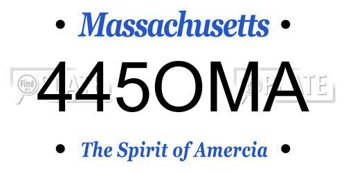 445OMA Massachusetts License Plate