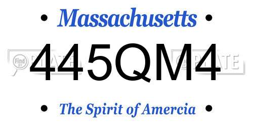 445QM4 Massachusetts License Plate