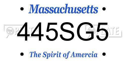 445SG5 Massachusetts License Plate