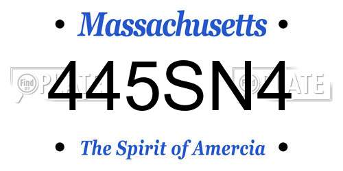 445SN4 Massachusetts License Plate