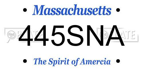 445SNA Massachusetts License Plate