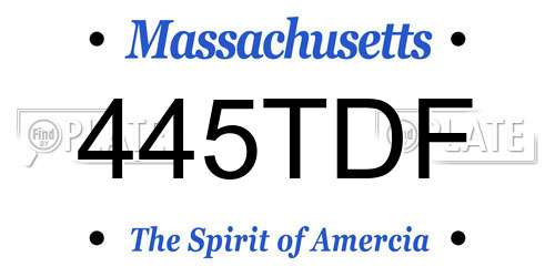 445TDF Massachusetts License Plate
