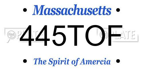 445TOF Massachusetts License Plate