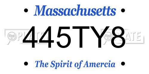 445TY8 Massachusetts License Plate