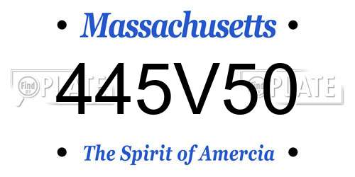 445V50 Massachusetts License Plate