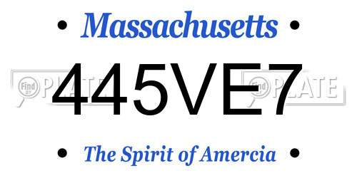 445VE7 Massachusetts License Plate