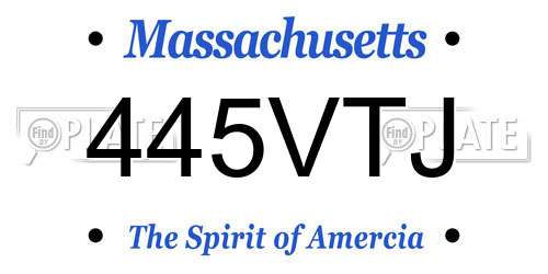 445VTJ Massachusetts License Plate
