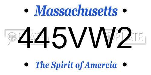 445VW2 Massachusetts License Plate