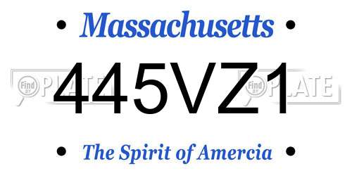 445VZ1 Massachusetts License Plate