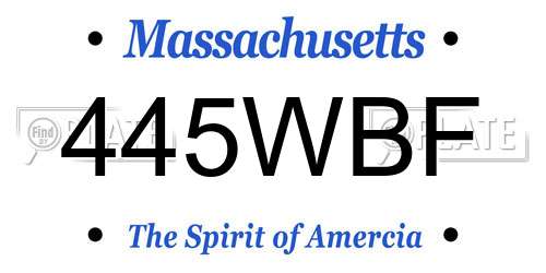 445WBF Massachusetts License Plate