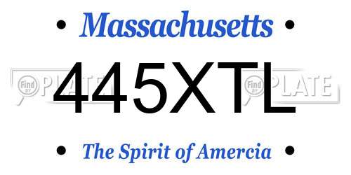 445XTL Massachusetts License Plate