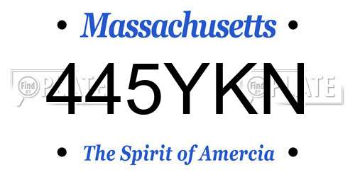 445YKN Massachusetts License Plate