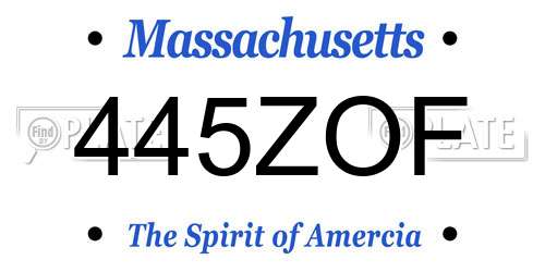445ZOF Massachusetts License Plate