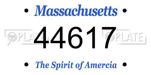 44617 Massachusetts License Plate