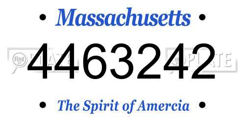 4463242 Massachusetts License Plate