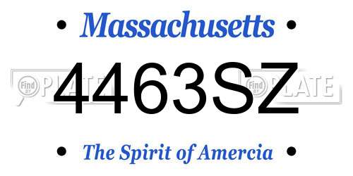 4463SZ Massachusetts License Plate