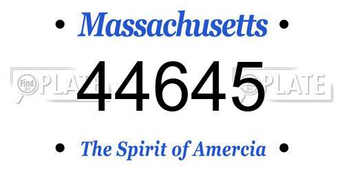 44645 Massachusetts License Plate