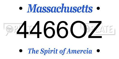 4466OZ Massachusetts License Plate