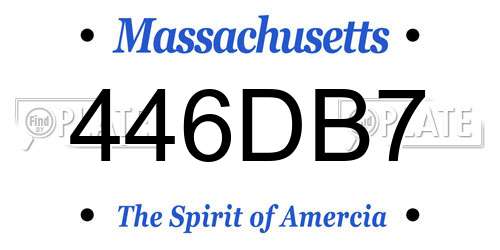 446DB7 Massachusetts License Plate