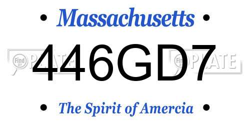 446GD7 Massachusetts License Plate