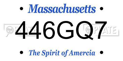 446GQ7 Massachusetts License Plate