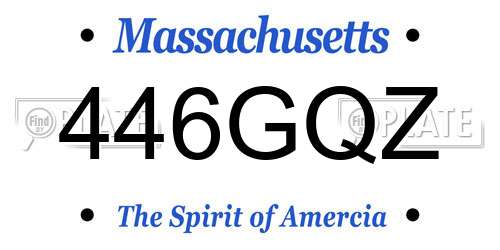 446GQZ Massachusetts License Plate