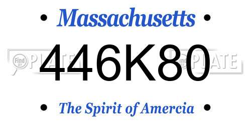 446K80 Massachusetts License Plate