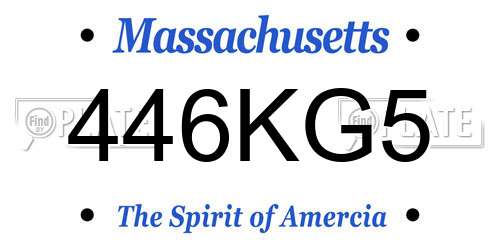 446KG5 Massachusetts License Plate