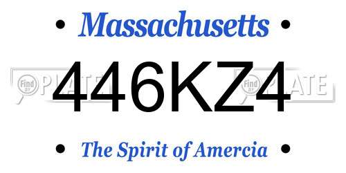 446KZ4 Massachusetts License Plate
