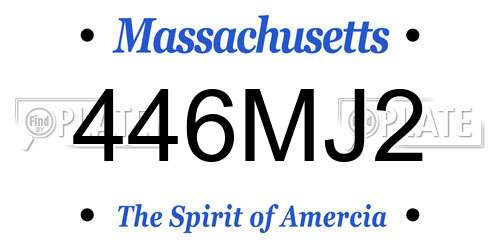 446MJ2 Massachusetts License Plate