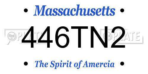 446TN2 Massachusetts License Plate