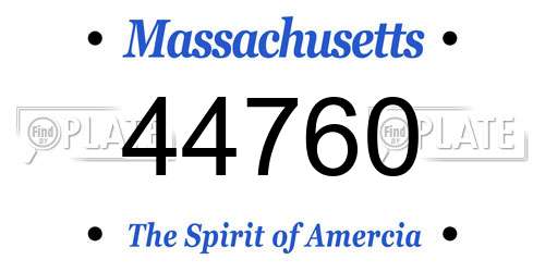 44760 Massachusetts License Plate
