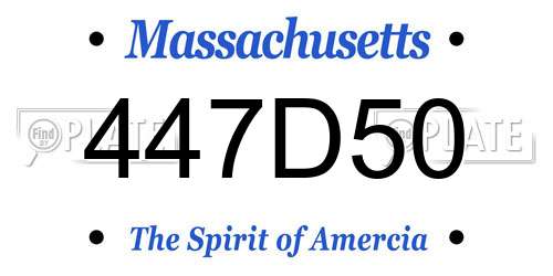 447D50 Massachusetts License Plate