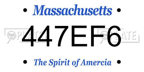 447EF6 Massachusetts License Plate