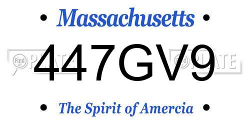 447GV9 Massachusetts License Plate