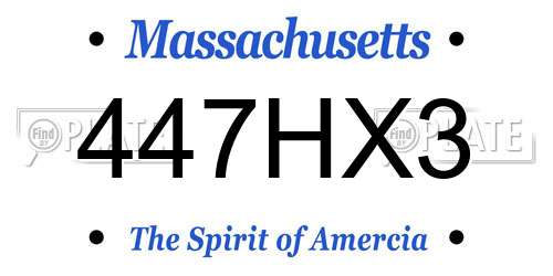 447HX3 Massachusetts License Plate