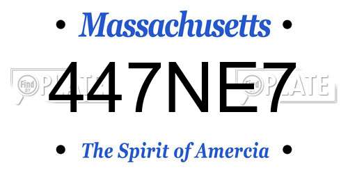 447NE7 Massachusetts License Plate