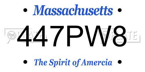 447PW8 Massachusetts License Plate