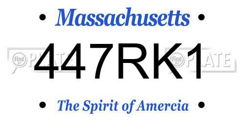 447RK1 Massachusetts License Plate