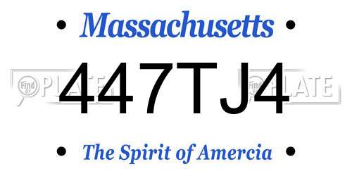 447TJ4 Massachusetts License Plate