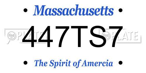 447TS7 Massachusetts License Plate